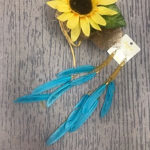 ☀️Bundle 3 items NWT Wona  blue feather earrings